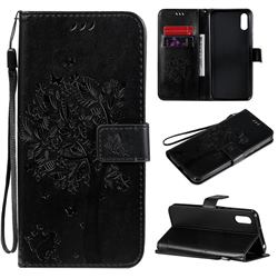 Embossing Butterfly Tree Leather Wallet Case for Xiaomi Redmi 9A - Black