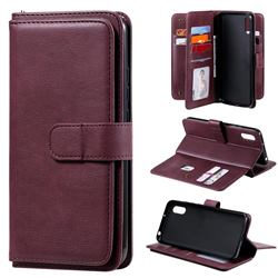 Multi-function Ten Card Slots and Photo Frame PU Leather Wallet Phone Case Cover for Xiaomi Redmi 9A - Claret