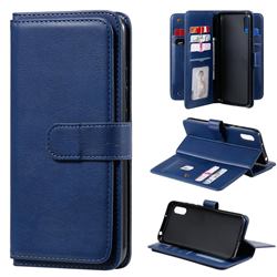 Multi-function Ten Card Slots and Photo Frame PU Leather Wallet Phone Case Cover for Xiaomi Redmi 9A - Dark Blue