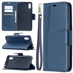Classic Sheepskin PU Leather Phone Wallet Case for Xiaomi Redmi 9A - Blue