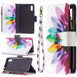 Seven-color Flowers Binfen Color BF03 Retro Zipper Leather Wallet Phone Case for Xiaomi Redmi 9A