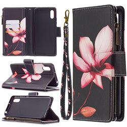 Lotus Flower Binfen Color BF03 Retro Zipper Leather Wallet Phone Case for Xiaomi Redmi 9A