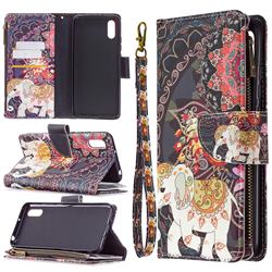 Totem Flower Elephant Binfen Color BF03 Retro Zipper Leather Wallet Phone Case for Xiaomi Redmi 9A