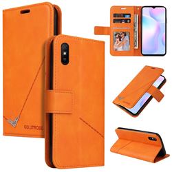 GQ.UTROBE Right Angle Silver Pendant Leather Wallet Phone Case for Xiaomi Redmi 9A - Orange