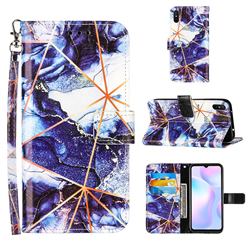 Starry Blue Stitching Color Marble Leather Wallet Case for Xiaomi Redmi 9A