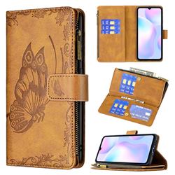 Binfen Color Imprint Vivid Butterfly Buckle Zipper Multi-function Leather Phone Wallet for Xiaomi Redmi 9A - Brown