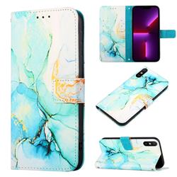 Green Illusion Marble Leather Wallet Protective Case for Xiaomi Redmi 9A