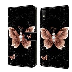 Black Diamond Butterfly Crystal PU Leather Protective Wallet Case Cover for Xiaomi Redmi 9A