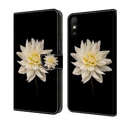 White Flower Crystal PU Leather Protective Wallet Case Cover for Xiaomi Redmi 9A