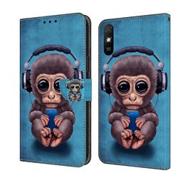Cute Orangutan Crystal PU Leather Protective Wallet Case Cover for Xiaomi Redmi 9A
