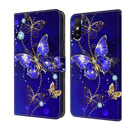 Blue Diamond Butterfly Crystal PU Leather Protective Wallet Case Cover for Xiaomi Redmi 9A