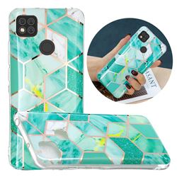 Green Glitter Painted Marble Electroplating Protective Case for Xiaomi Redmi 9C