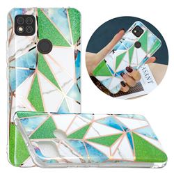 Green Triangle Painted Marble Electroplating Protective Case for Xiaomi Redmi 9C