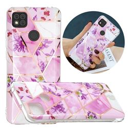 Purple Flower Painted Marble Electroplating Protective Case for Xiaomi Redmi 9C
