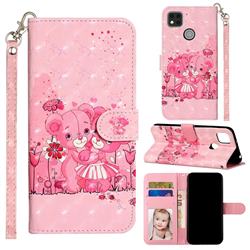 Pink Bear 3D Leather Phone Holster Wallet Case for Xiaomi Redmi 9C