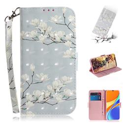 Magnolia Flower 3D Painted Leather Wallet Phone Case for Xiaomi Redmi 9C