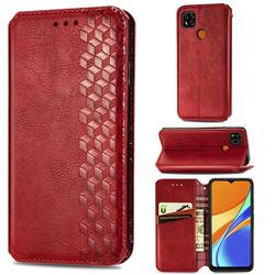 Ultra Slim Fashion Business Card Magnetic Automatic Suction Leather Flip Cover for Xiaomi Redmi 9C - Red