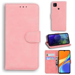 Retro Classic Skin Feel Leather Wallet Phone Case for Xiaomi Redmi 9C - Pink