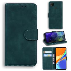 Retro Classic Skin Feel Leather Wallet Phone Case for Xiaomi Redmi 9C - Green