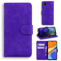 Retro Classic Skin Feel Leather Wallet Phone Case for Xiaomi Redmi 9C - Purple
