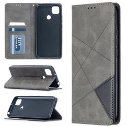 Prismatic Slim Magnetic Sucking Stitching Wallet Flip Cover for Xiaomi Redmi 9C - Gray