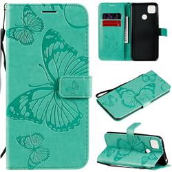 Embossing 3D Butterfly Leather Wallet Case for Xiaomi Redmi 9C - Green