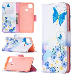 Butterflies Flowers Leather Wallet Case for Xiaomi Redmi 9C