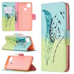 Feather Bird Leather Wallet Case for Xiaomi Redmi 9C
