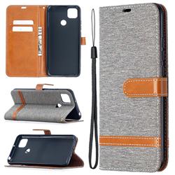 Jeans Cowboy Denim Leather Wallet Case for Xiaomi Redmi 9C - Gray