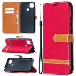 Jeans Cowboy Denim Leather Wallet Case for Xiaomi Redmi 9C - Red