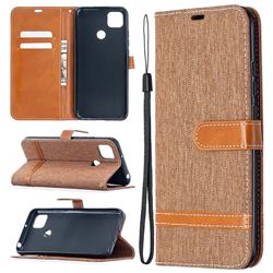 Jeans Cowboy Denim Leather Wallet Case for Xiaomi Redmi 9C - Brown