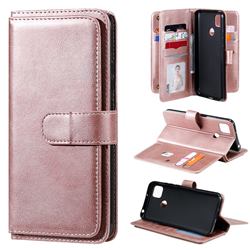 Multi-function Ten Card Slots and Photo Frame PU Leather Wallet Phone Case Cover for Xiaomi Redmi 9C - Rose Gold