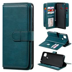 Multi-function Ten Card Slots and Photo Frame PU Leather Wallet Phone Case Cover for Xiaomi Redmi 9C - Dark Green