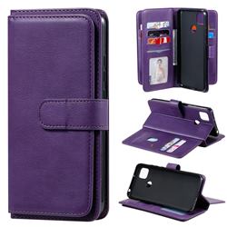 Multi-function Ten Card Slots and Photo Frame PU Leather Wallet Phone Case Cover for Xiaomi Redmi 9C - Violet