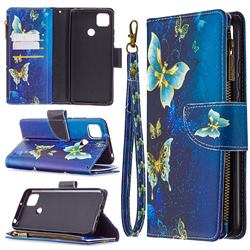 Golden Butterflies Binfen Color BF03 Retro Zipper Leather Wallet Phone Case for Xiaomi Redmi 9C