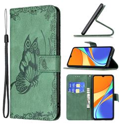 Binfen Color Imprint Vivid Butterfly Leather Wallet Case for Xiaomi Redmi 9C - Green