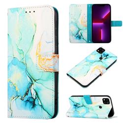 Green Illusion Marble Leather Wallet Protective Case for Xiaomi Redmi 9C
