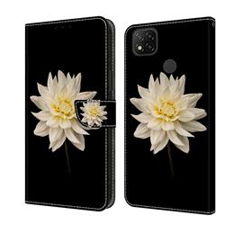 White Flower Crystal PU Leather Protective Wallet Case Cover for Xiaomi Redmi 9C