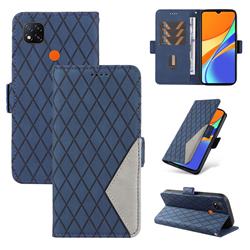 Grid Pattern Splicing Protective Wallet Case Cover for Xiaomi Redmi 9C - Blue