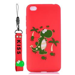 Red Dinosaur Soft Kiss Candy Hand Strap Silicone Case for Mi Xiaomi Redmi Go