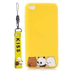 Yellow Bear Family Soft Kiss Candy Hand Strap Silicone Case for Mi Xiaomi Redmi Go