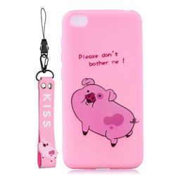 Pink Cute Pig Soft Kiss Candy Hand Strap Silicone Case for Mi Xiaomi Redmi Go