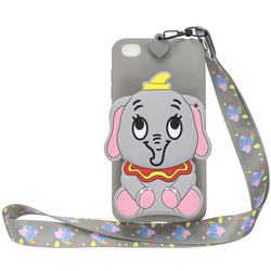 Gray Elephant Neck Lanyard Zipper Wallet Silicone Case for Mi Xiaomi Redmi Go