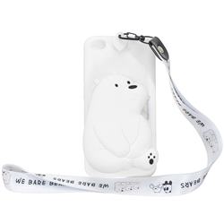 White Polar Bear Neck Lanyard Zipper Wallet Silicone Case for Mi Xiaomi Redmi Go