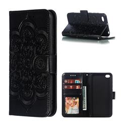 Intricate Embossing Datura Solar Leather Wallet Case for Mi Xiaomi Redmi Go - Black