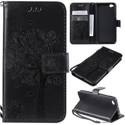 Embossing Butterfly Tree Leather Wallet Case for Mi Xiaomi Redmi Go - Black