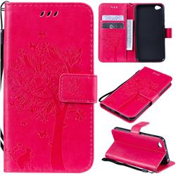 Embossing Butterfly Tree Leather Wallet Case for Mi Xiaomi Redmi Go - Rose