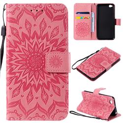 Embossing Sunflower Leather Wallet Case for Mi Xiaomi Redmi Go - Pink