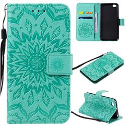 Embossing Sunflower Leather Wallet Case for Mi Xiaomi Redmi Go - Green