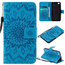Embossing Sunflower Leather Wallet Case for Mi Xiaomi Redmi Go - Blue